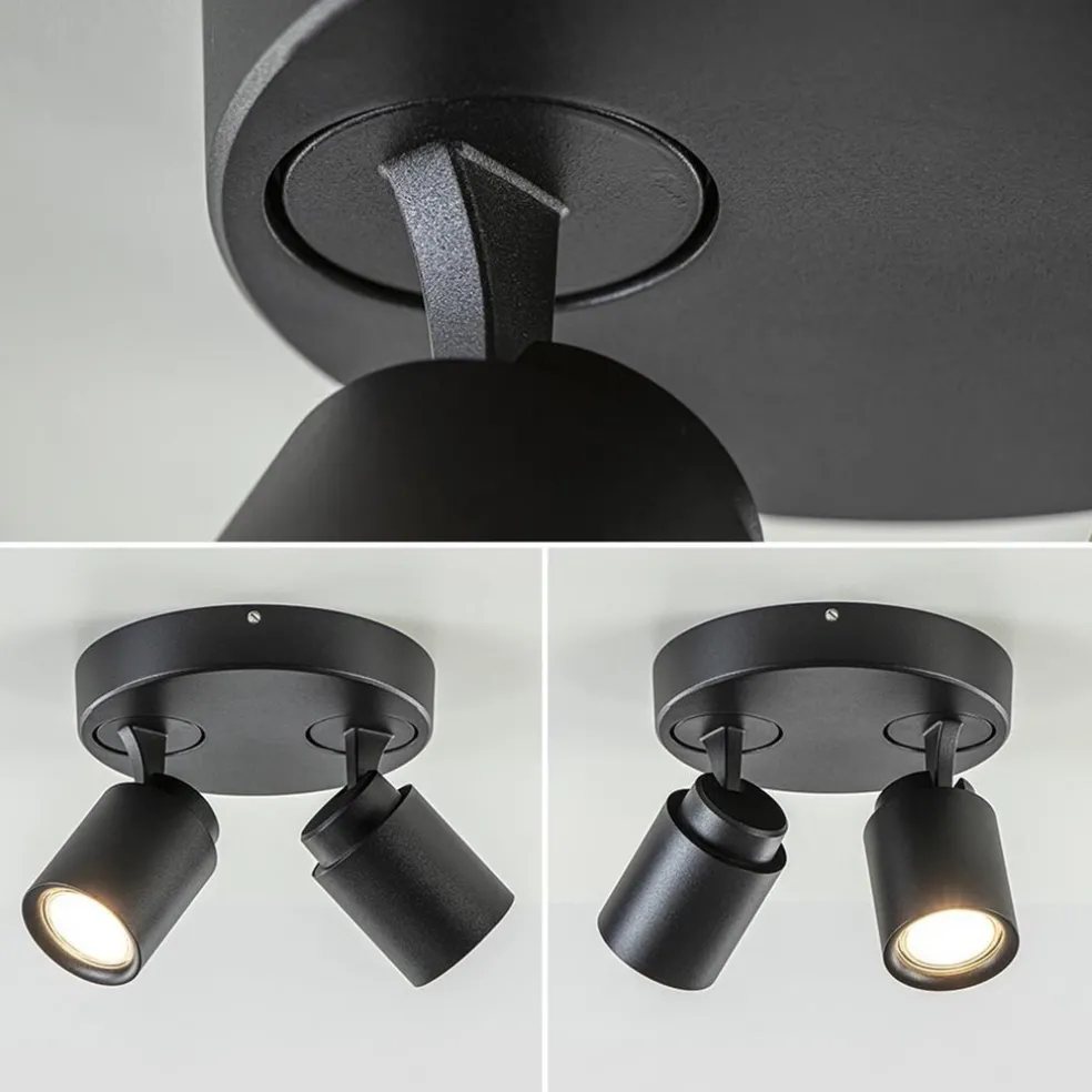 Plafondspot Razza 2L rond zwart gu10