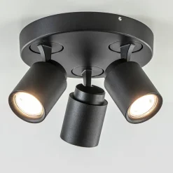 Plafondspot Razza 3l rond zwart gu10
