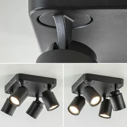 Plafondspot Razza 4L vierkant zwart gu10