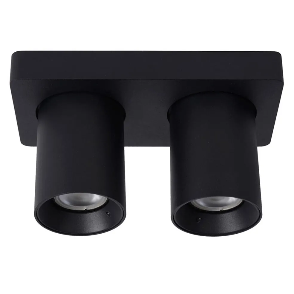 Plafondspot tube 2-L zwart incl.gu10 dtw