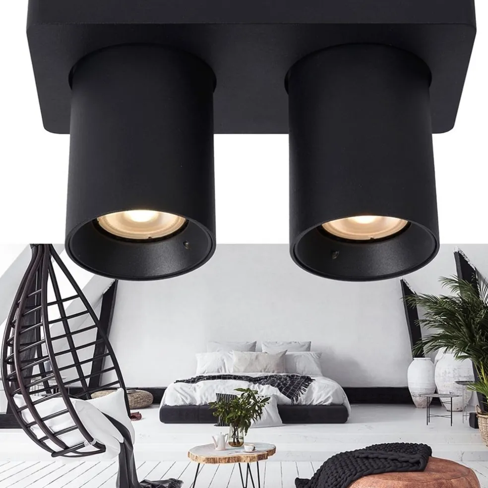 Plafondspot tube 2-L zwart incl.gu10 dtw