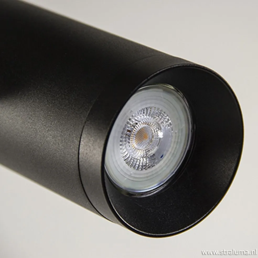 Plafondspot tube zwart verstelbaaar