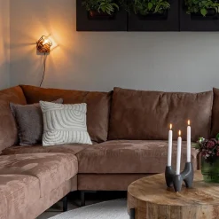 Plafond/wandlamp Matrix zwarte korf met hout