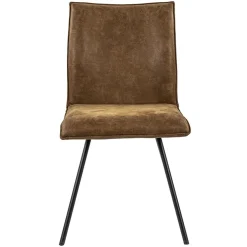 PU lederen eetkamerstoel camel met smalle zwarte pootjes