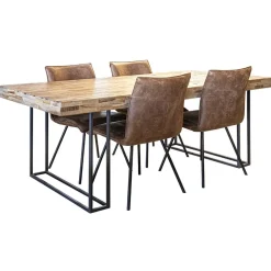 PU lederen eetkamerstoel camel met smalle zwarte pootjes