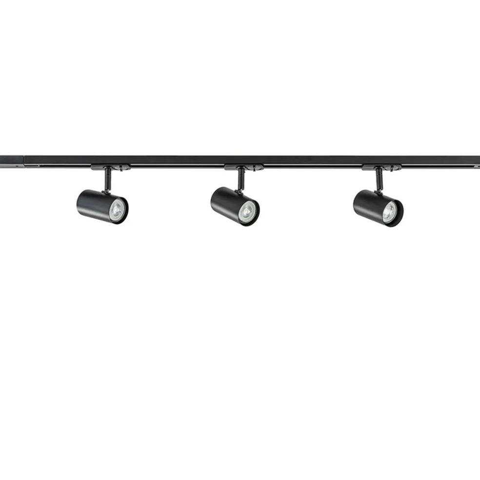 Railsysteem zwart 1mtr compleet met 3xspot