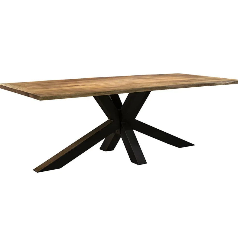 Rechthoekige eettafel mango hout met kruispoot