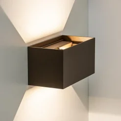 Rechthoekige LED buitenlamp aluminium bruin