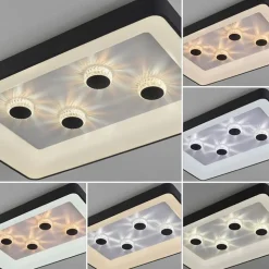 Rechthoekige LED plafondlamp zwart met kristaleffect