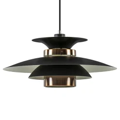 Retro hanglamp zwart met koper 50 cm