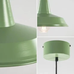 Retro metalen hanglamp groen met wit