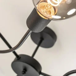 Retro plafondlamp pendel mat zwart 3-lichts