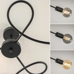 Retro plafondlamp pendel mat zwart 3-lichts