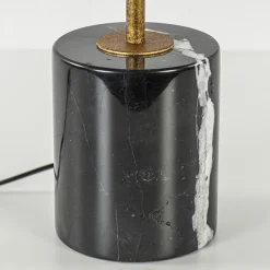 Robuuste tafelamp brons met zwart marmeren voet