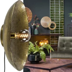 Robuuste wandlamp Neva rond 50 cm antiek brons