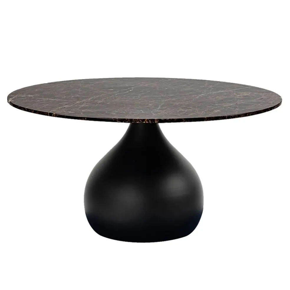 Ronde eetkamertafel bruin marmer Ø120 cm