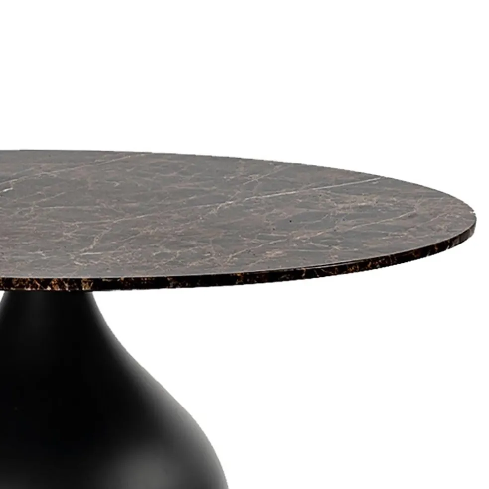 Ronde eetkamertafel bruin marmer Ø120 cm