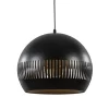 Ronde hanglamp koepel zwart/goud 40 cm
