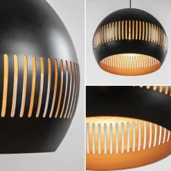 Ronde hanglamp koepel zwart/goud 40 cm