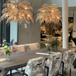 Ronde hanglamp palm ambachtelijk zilver