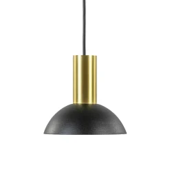 Ronde hanglamp zwart met brons klein