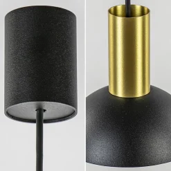 Ronde hanglamp zwart met brons klein