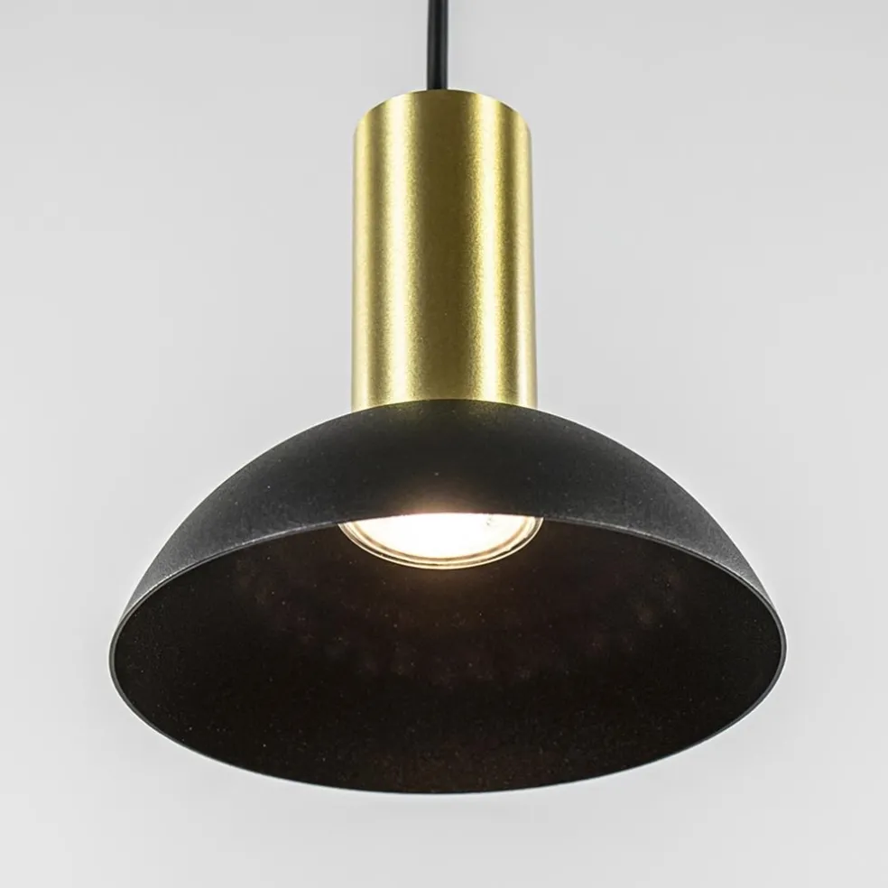 Ronde hanglamp zwart met brons klein
