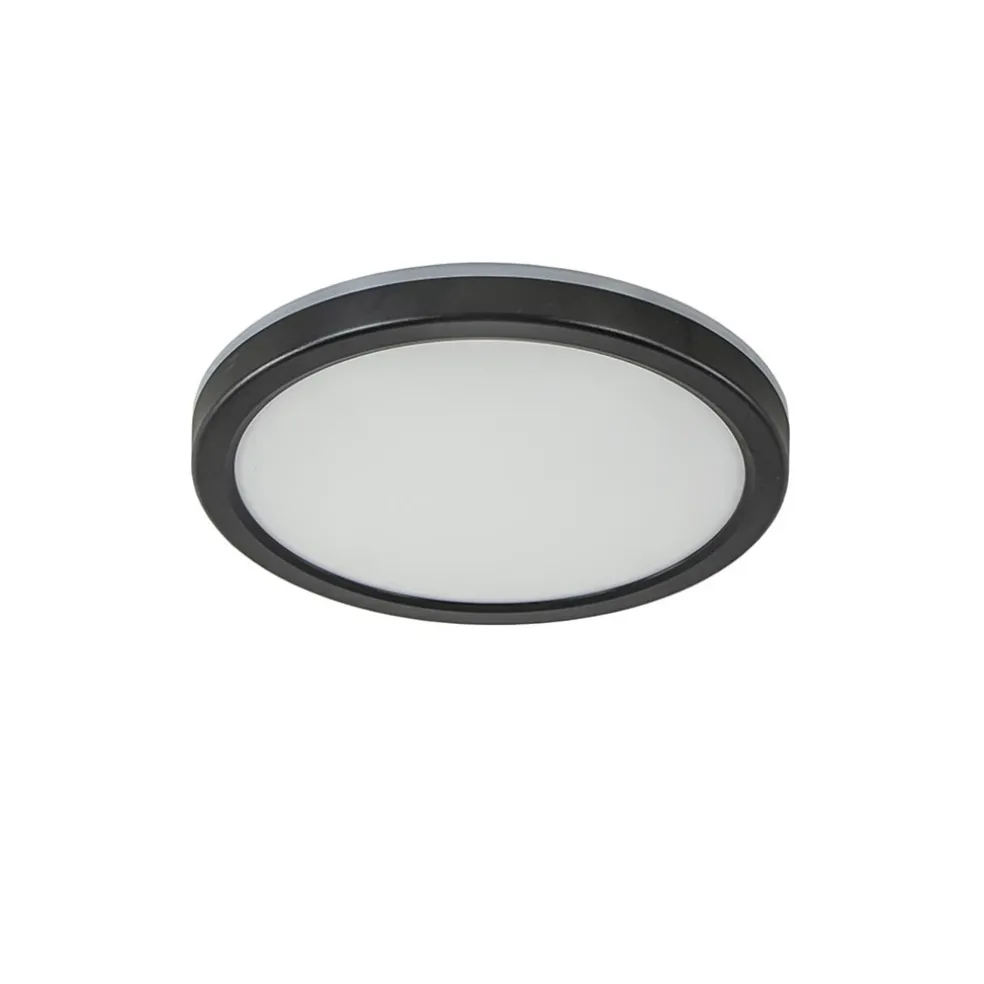 Ronde LED plafondlamp zwart met 3 licht opties IP44