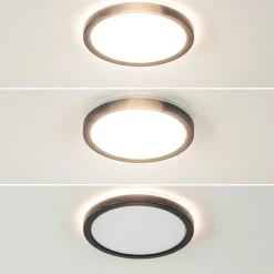 Ronde LED plafondlamp zwart met 3 licht opties IP44