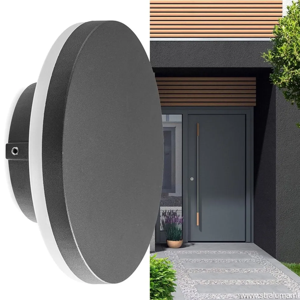 Ronde LED wandlamp tuin antraciet