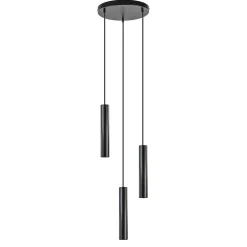 Ronde 3-lichts hanglamp cilinders mat zwart