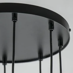 Ronde 8-lichts hanglamp cilinders zwart goud