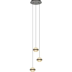 Ronde 3-lichts hanglamp zwart/champagne LED