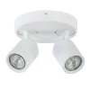 Ronde 2-lichts opbouwspot wit metaal verstelbaar