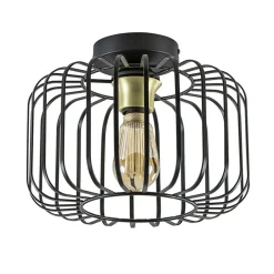 Ronde plafondlamp draad zwart met goud