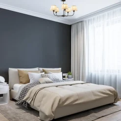 Ronde plafondlamp 5-lichts zwart met taupe kapjes