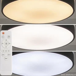 Ronde plafondlamp zwart inclusief LED en remote