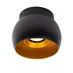 Ronde plafondspot zwart met goud GU10