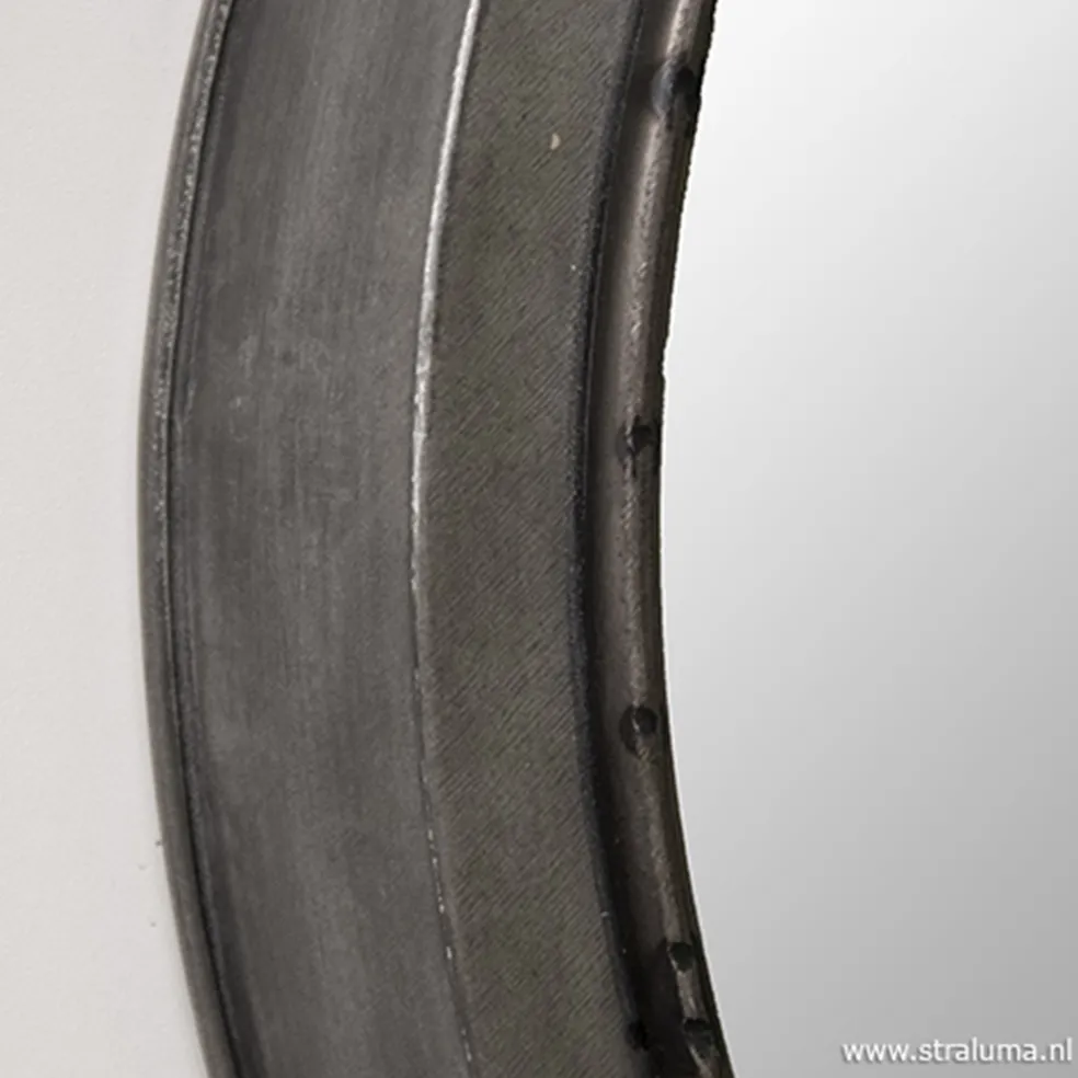 Ronde spiegel zink/grijs groot 46 cm