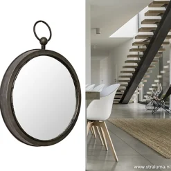 Ronde spiegel zink/grijs groot 46 cm