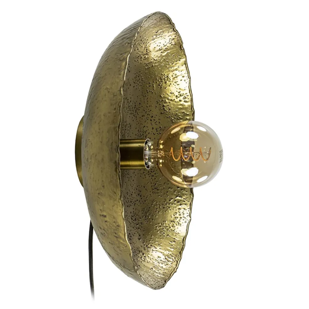 Ronde wandlamp Neva antiek brons met snoer