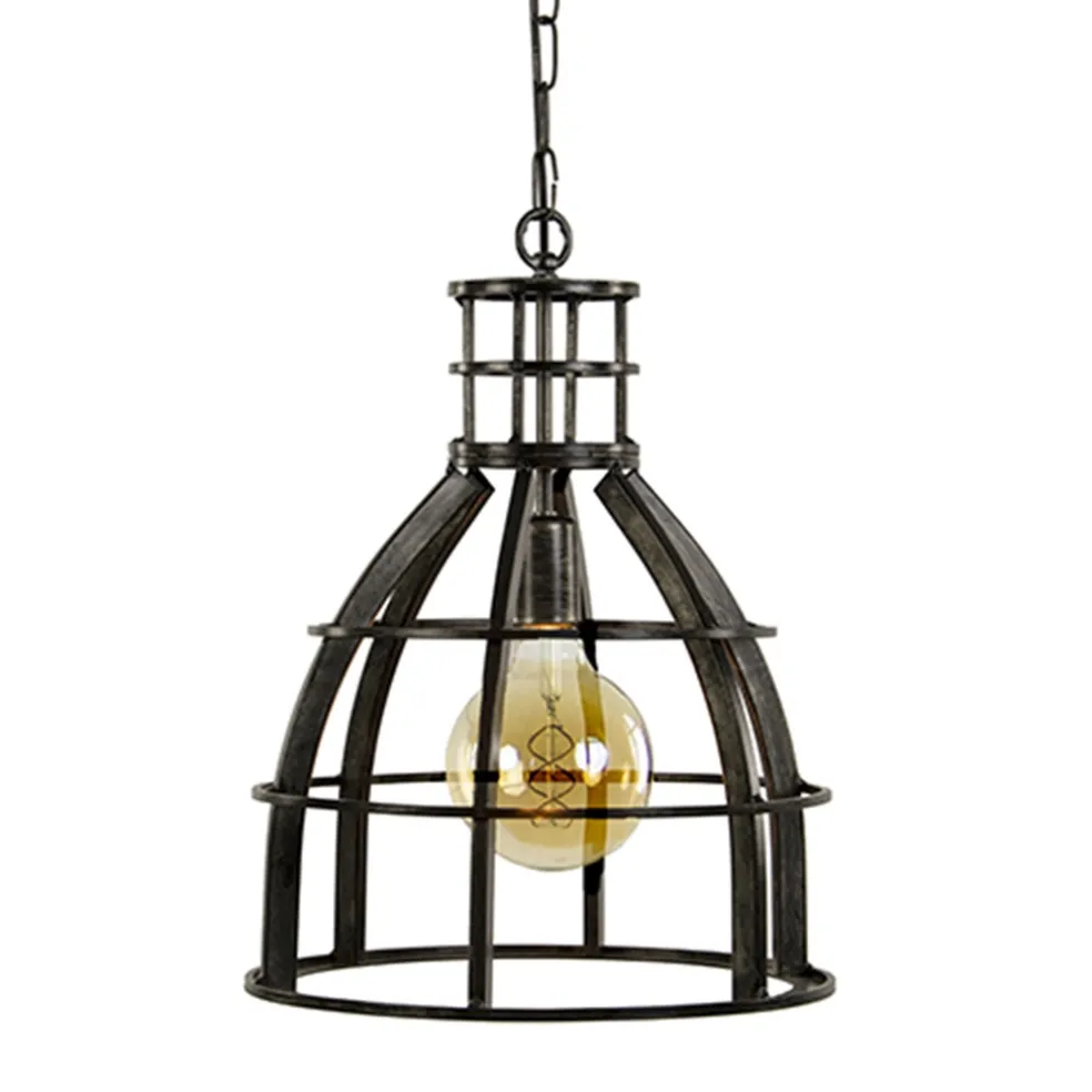 Ruw metalen hanglamp antiek zwart