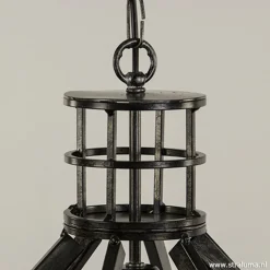 Ruw metalen hanglamp antiek zwart