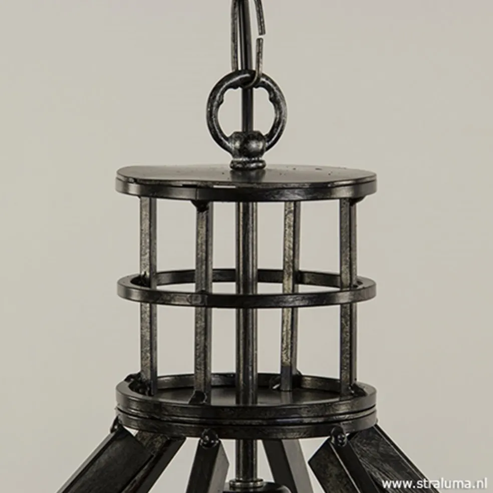 Ruw metalen hanglamp antiek zwart