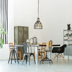 Ruw metalen hanglamp antiek zwart