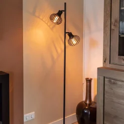 Scandinavische 2-lichts vloerlamp met draadkapjes