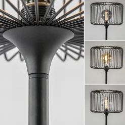 Scandinavsiche vloerlamp zwart met draadkorf