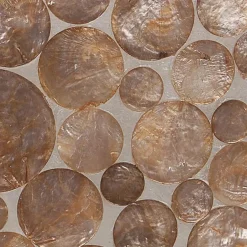 Schelpen tafellamp cilinder goud/bruin