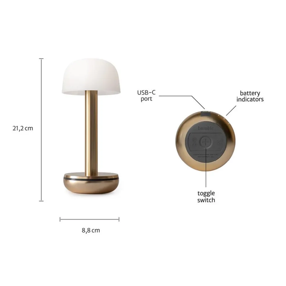 Sfeervolle tafellamp goud met frosted kapje op batterij