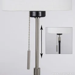 Smalle vloerlamp zwart-staal linnen kap